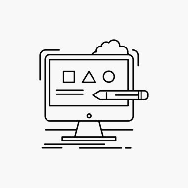 Sanat, bilgisayar, tasarım, dijital, stüdyo satırı simgesi. İzole vektör çizim