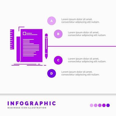 Kod, kodlama, dosya, programlama, Infographics şablon web sitesi ve sunum için komut dosyası. Glif mor simgesi Infographic stil vektör çizim.