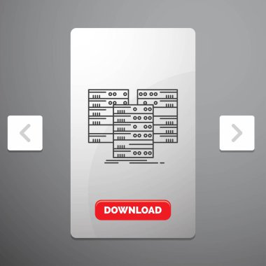 Merkezi, Merkezi, veri, veritabanı, sunucu rekreasyon Pagination Slider tasarımı ve kırmızı Download düğme çizgisi simgesinde