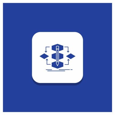 Algoritması, tasarım, yöntemi, model, mavi yuvarlak düğme işlemek glif simgesi