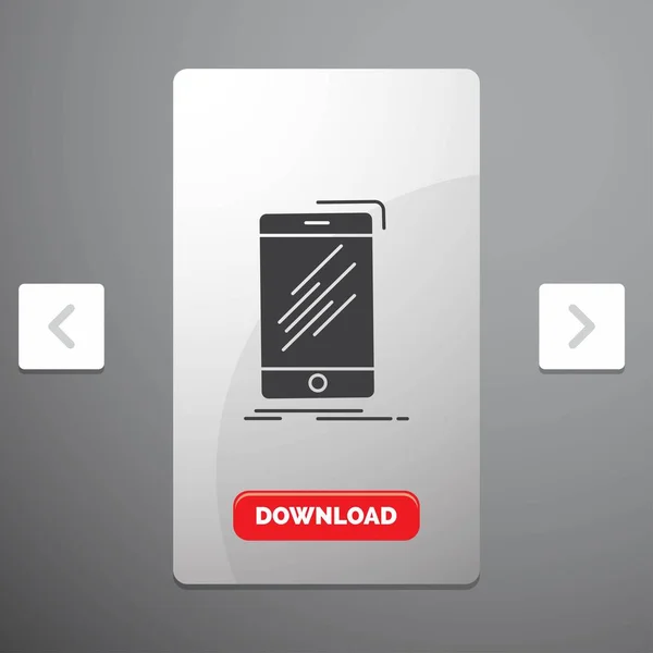 모바일 스마트폰 페이지 슬라이더 디자인 다운로드 버튼에 아이콘 — 스톡 벡터