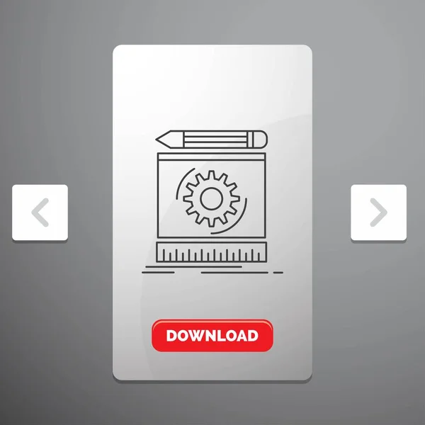 엔지니어링 프로세스 프로토 프로토타입 페이지 슬라이더 디자인 다운로드 버튼에 아이콘 — 스톡 벡터