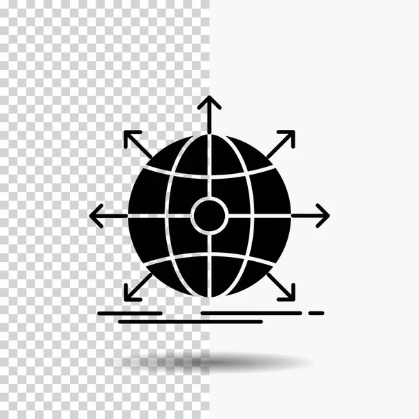 Business Globale Internationale Netwerk Web Glyph Pictogram Transparante Achtergrond Zwart — Stockvector