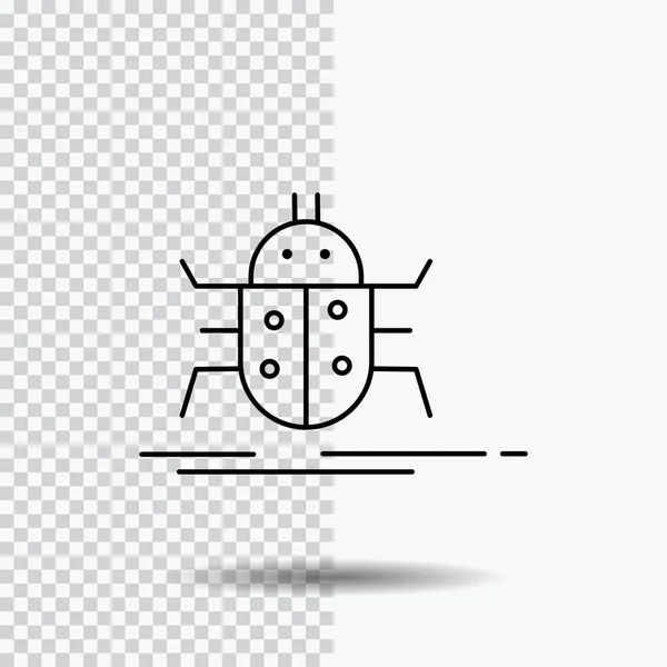 Bug Bugs Inseto Teste Ícone Linha Vírus Fundo Transparente Ilustração — Vetor de Stock