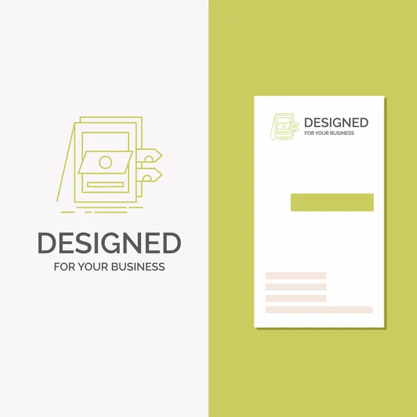 システム Pos のビジネスのロゴのファイルします 垂直グリーン ビジネス カード テンプレートを訪問します 創造的な背景のベクトル図 — ストックベクタ