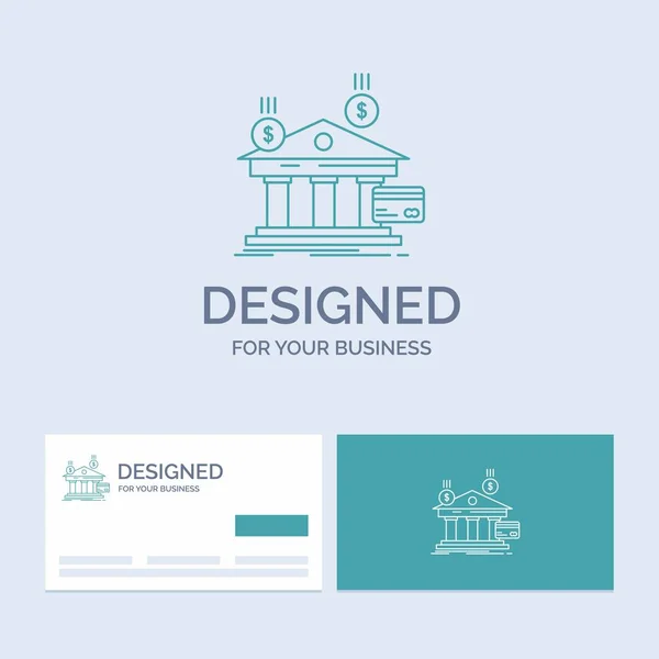 Banco Pagos Banca Financiera Dinero Línea Logotipo Negocios Icono Símbolo — Vector de stock