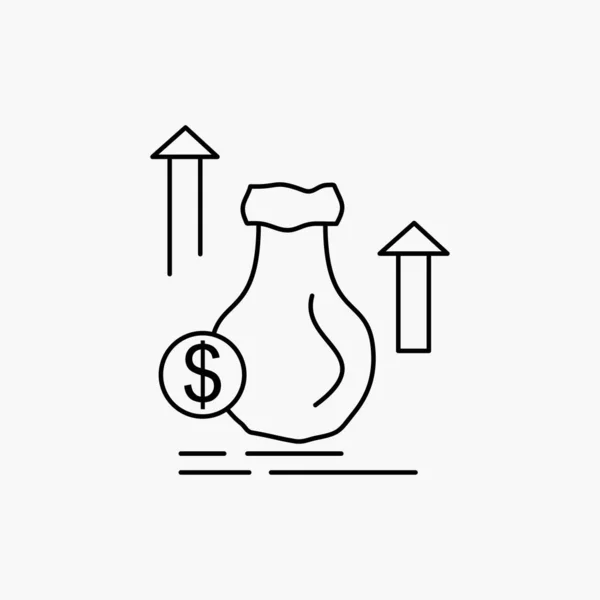 Argent Sac Dollar Croissance Stock Line Icon Illustration Vectorielle Isolée — Image vectorielle