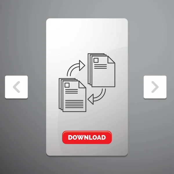 ファイル ドキュメント 大酒盛り改ページ調整スライダー設計 赤いダウンロード ボタンで線のアイコンをコピー — ストックベクタ
