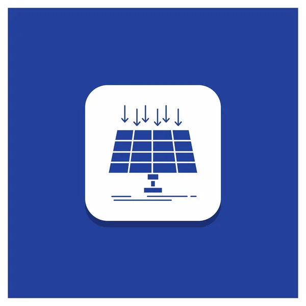 Blauer Runder Knopf Für Solar Panel Energie Technologie Smart City — Stockvektor
