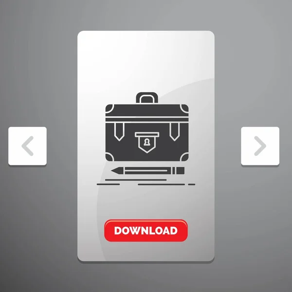 Maletín Negocio Financiero Gestión Cartera Glyph Icono Paginación Carrusel Slider — Vector de stock