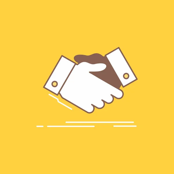 Handshake Hand Shake Shaking Hand Agreement Business Flat Line Filled — Stock Vector