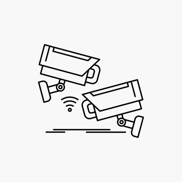 Cctv Caméra Sécurité Surveillance Technologie Ligne Icône Illustration Vectorielle Isolée — Image vectorielle