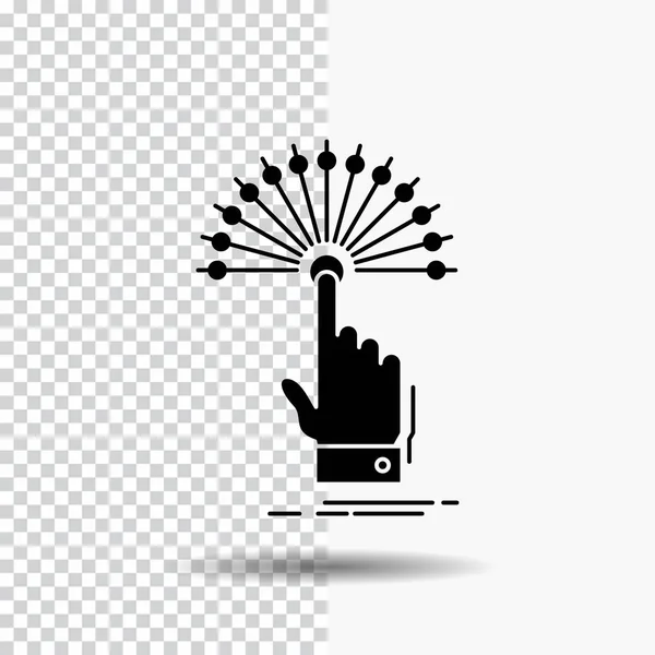 Reach Touch Destination Digital Analytic Glyph Icon Transparent Background Black — Stock Vector