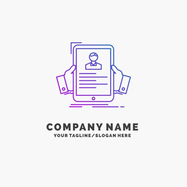 Currículo Empregado Contratação Perfil Purple Business Logo Template Lugar Para —  Vetores de Stock