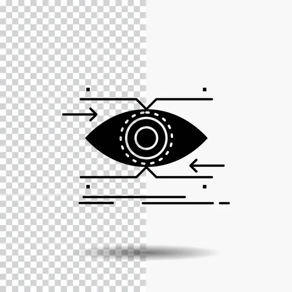 Atenção Olho Foco Olhar Visão Glyph Icon Fundo Transparente Ícone — Vetor de Stock