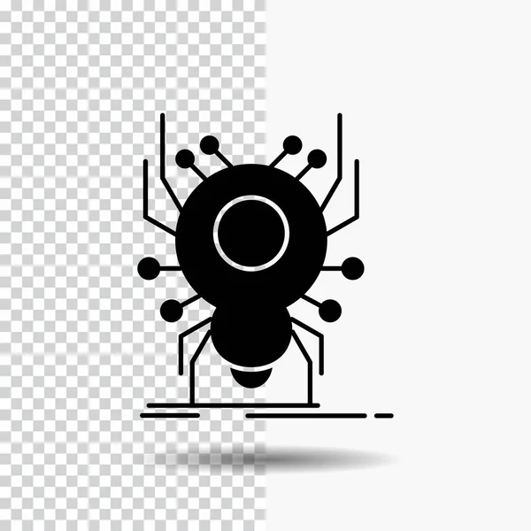 Помилка Комаха Людина Павук Вірус Значок Гліф Прозорим Фоном Чорний — стоковий вектор