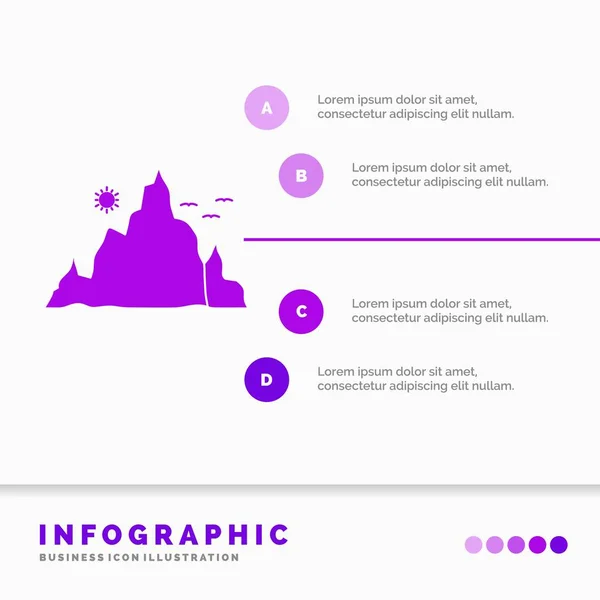 Berg Landschaft Hügel Natur Sonne Infografik Vorlage Für Website Und — Stockvektor