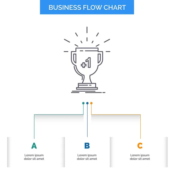 Награда Трофей Победа Приз Первый Business Flow Chart Design Шагами — стоковый вектор