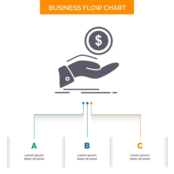 Hilfe Auszahlung Schulden Finanzierung Darlehen Business Flow Chart Design Mit — Stockvektor