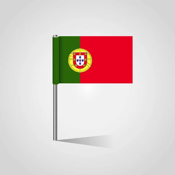 ポルトガルの旗の地図のピン — ストックベクタ