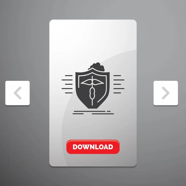 insurance, health, medical, protection, safe Glyph Icon in Carousal Pagination Slider Design & Red Download Button