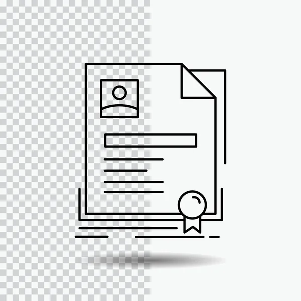 Контракт Бейдж Бизнес Договор Сертификат Line Icon Прозрачном Фоне Вектор — стоковый вектор