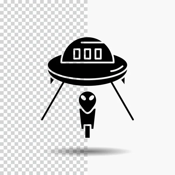 Alien Space Ufo Spaceship Mars Glyph Icon Transparent Background Black — Stock Vector