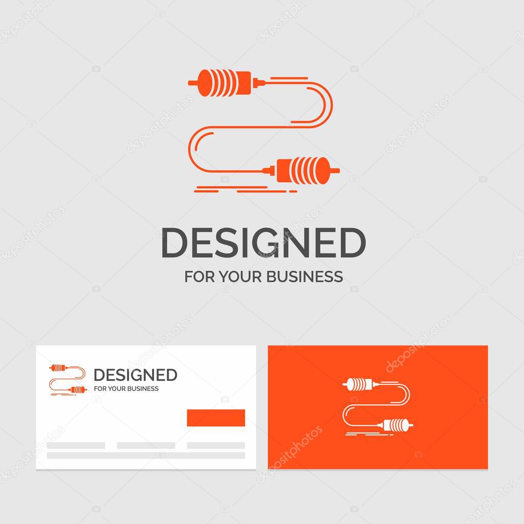 Business logo template for Buzz, communication, interaction, marketing, wire. Orange Visiting Cards with Brand logo template.