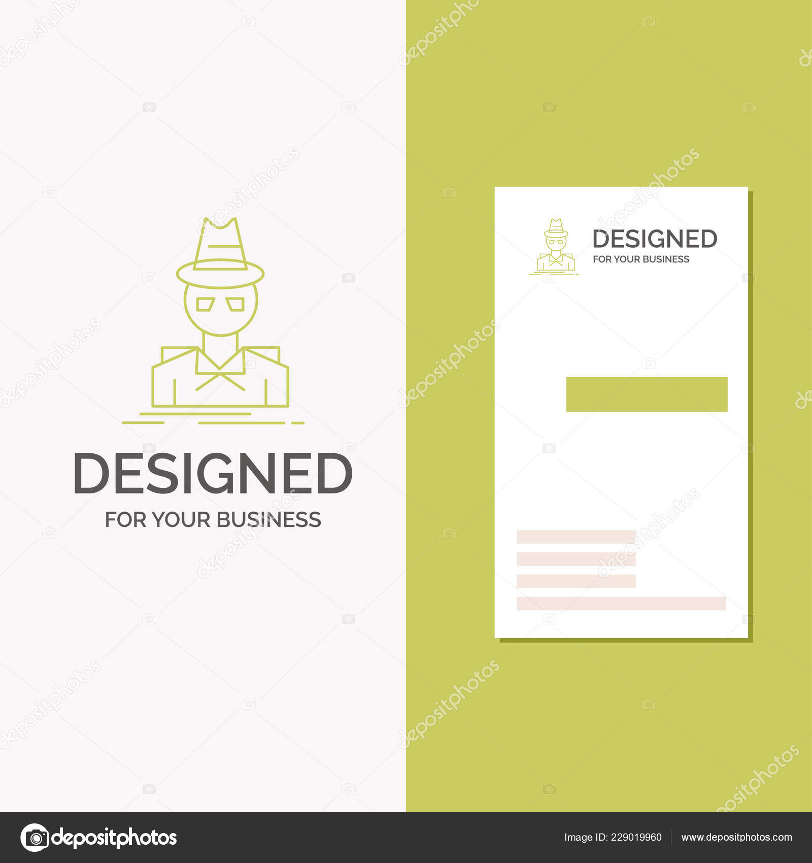 Business Logo Detective Hacker Incognito Spy Thief Vertical Green In Spy Id Card Template