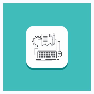 Düğme türü yazar, kağıt, bilgisayar, kağıt, için yuvarlak satırı simgesi turkuaz arka plan klavye