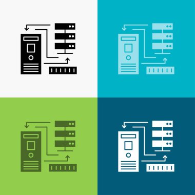 Kombinasyon, veri, veritabanı, elektronik, bilgi simgesi üzerinde çeşitli arka plan. glif tarzı tasarım, Web ve uygulama Eps 10 vektör çizim için tasarlanmış