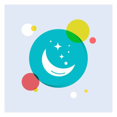 Ay, gece, star, hava, beyaz glif simgesi renkli daire arka plan boşluk