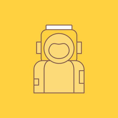 astronot, uzay, uzaylı, kask, düz çizgi simgesini dolu uygun. Güzel Logo düğme UI ve Ux, Web veya mobil uygulama için sarı arka plan üzerinde