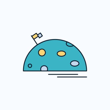 gezegen, uzay, ay, bayrak, düz simgesi mars. yeşil ve sarı işaret ve sembolleri Web sitesi ve mobil appliation için. vektör çizim