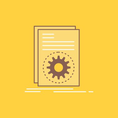 Code, executable, file, running, script Flat Line Filled Icon. Beautiful Logo button over yellow background for UI and UX, website or mobile application clipart svg vector 