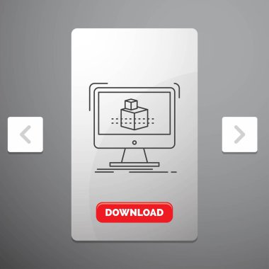 3D, küp, boyut, modelleme, eskiz çizgisi simgesinde rekreasyon Pagination Slider tasarımı ve kırmızı Download düğme