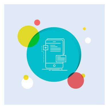 Frontend, arayüz, telefon, telefon, geliştirici beyaz satırı simgesi renkli daire arka plan