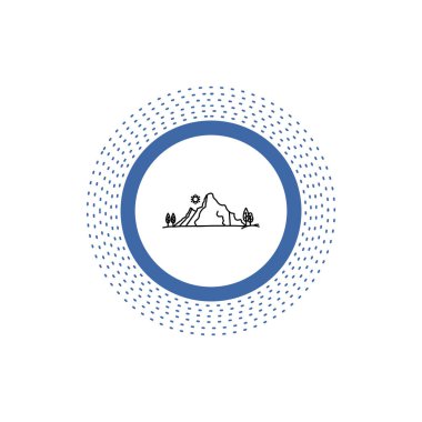 dağ, Doğa, manzara, hill satırı simgesi ağaç. İzole vektör çizim