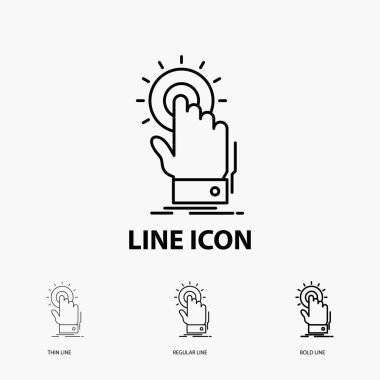 dokunma,'ı tıklatın, Başlat simgesini ince, düzenli ve kalın çizgi stili yandan. Vektör çizim