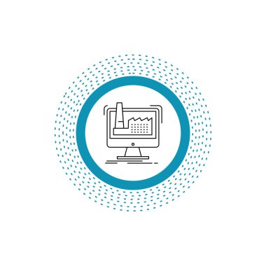 Dijital, fabrika, üretim, üretim, ürün satırı simgesi. İzole vektör çizim