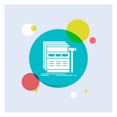 Internet, sayfa, web, Web sayfası, tel kafes beyaz glif simgesi renkli daire arka plan