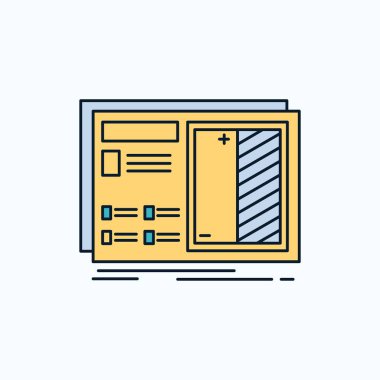 Plan, tasarım, çizim, planı, prototip düz simgesi. yeşil ve sarı işaret ve sembolleri Web sitesi ve mobil appliation için. vektör çizim