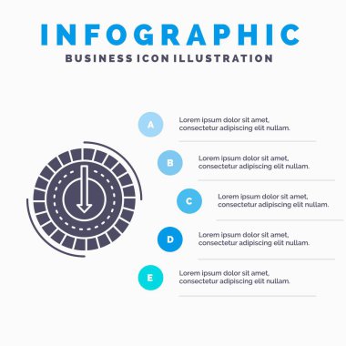Tüketimi, maliyet, masraf, daha düşük, Infographics şablon web sitesi ve sunum için azaltmak. Glif gri mavi Infographic stil vektör çizim simgesiyle.