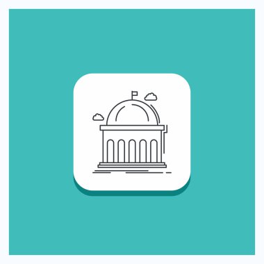 Kütüphane, okul, eğitim, öğrenme, üniversite satırı simgesi turkuaz arka plan yuvarlak düğmesi