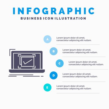 Sistem, izleme, denetim listesi, güzel, tamam Infographics şablon web sitesi ve sunum için. Glif gri mavi Infographic stil vektör çizim simgesiyle.