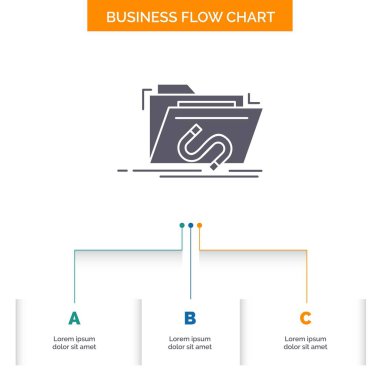 Arka kapı, istismar, dosya, internet, yazılım iş akış şeması tasarım 3 adımları ile. Metin için glif sunu arka plan şablonu için simge yer.