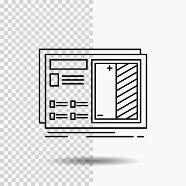 Plan, tasarım, çizim, planı, prototip satırı simgesi şeffaf arka plan üzerinde. Siyah simge vektör çizim