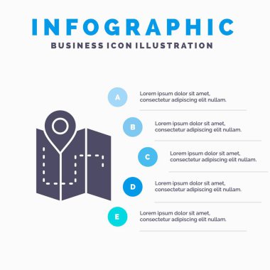 Kamp, harita, plan, izlemek, konumu Infographics şablon web sitesi ve sunum için. Glif gri mavi Infographic stil vektör çizim simgesiyle.