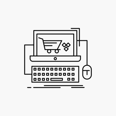 Sepeti, online, alışveriş, mağaza, satırı simgesi oyun. İzole vektör çizim