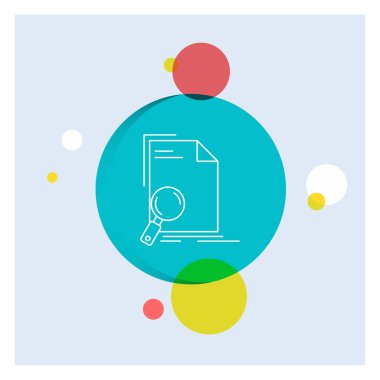 Analiz, belge, dosya, bulmak, beyaz satırı simgesi renkli daire arka plan sayfa